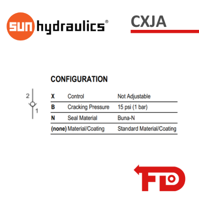 CXJAXBN - PILOT TO OPEN CHECK VALVE | SUN HYDRAULICS