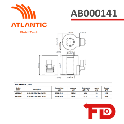 AB000141 - 12V M15 SERIES COIL - ATLANTIC FLUID TECH