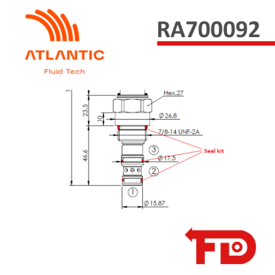 RA700092 - SEAL FOR SAE-10-3N CARTRIDGE VALVES (10 PCS)