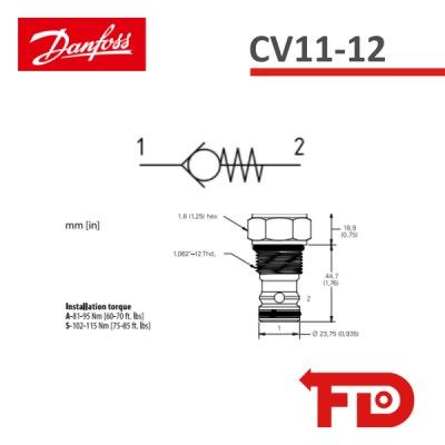 02-160620 - CHECK VALVE CV11-12-P-0-80 - DANFOSS