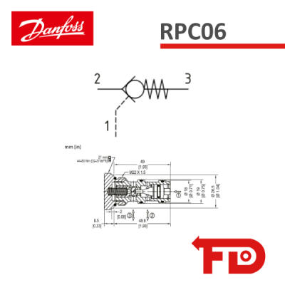 11169108 - CHECK VALVE, PILOT OPERATED RPC06-5-00 (NEW) - DANFOSS
