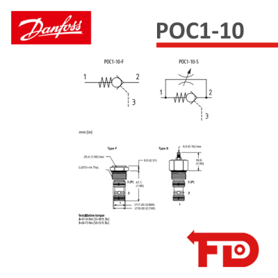 02-173178 - CHECK VALVE, PILOT OPERATED POC1-10-F-0-005 - DANFOSS
