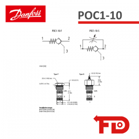 02-173181 - CHECK VALVE, PILOT OPERATED POC1-10-F-0-100 - DANFOSS