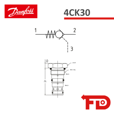 401AA00001A - CHECK VALVE, PILOT OPERATED 4CK301S - DANFOSS