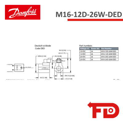 17116531 - SPULE M16-12D-26W-DED - DANFOSS