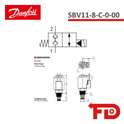 02-177582 - SOLENOID OPERATED CARTRIDGE SBV11-8-C-0-00 - DANFOSS