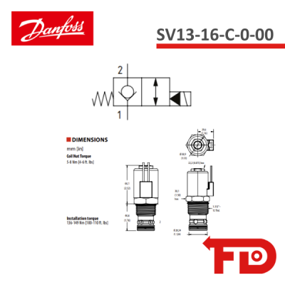 02-175823 - SOLENOID OPERATED CARTRIDGE SV13-16-C-0-00 - DANFOSS