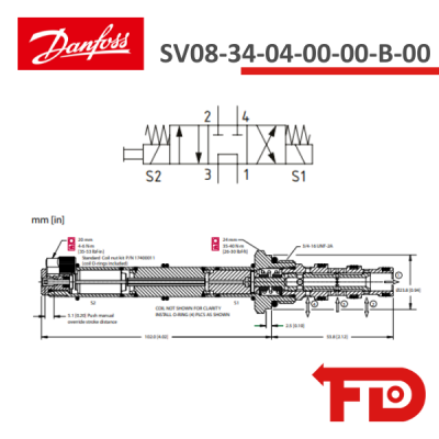 805313619 - SOLENOID OPERATED CARTRIDGE SV08-34-04-00-00-B-00 - DANFOSS