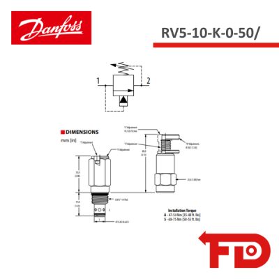 565779 - RELIEF VALVE RV5-10-K-0-50/ - DANFOSS