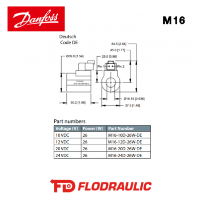 17114931 - ACCESSORIES  M16-12D-26W-DE - DANFOSS