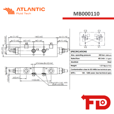 MB000110 - OVERCENTRE VALVE MBDN-040-ABNR - ATLANTIC FLUID TECH