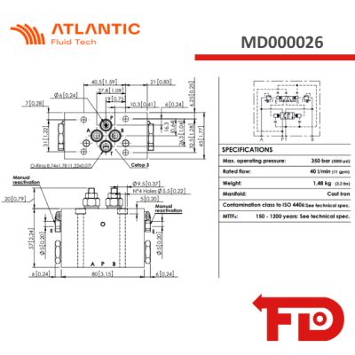 MD000026 - CETOP MDAP-040-NNNR-NP-N06-N200 - Atlantic Fluid Tech