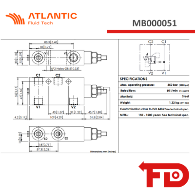MB000051 - LASTHALTEVENTIL MBSN-060-ALNE-04-G38-N350 - Atlantic Fluid Tech