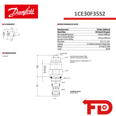 406AA00004A - COUNTERBALANCE 1CE30F35S2 - DANFOSS