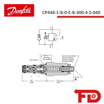 134507.300 - COUNTERBALANCE VALVE CP448-1-B-0-E-B-300-4.5-040 - DANFOSS