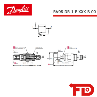 810209219 - RELIEF VALVE  RV08-DR-1-E-XXX-B-00 - DANFOSS
