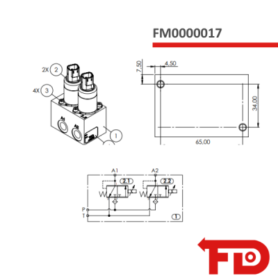 PILOT BLOCK – DRUCKMINDERVENTIL – DUAL REDUCING 12V DEUTSCH – FLODRAULIC