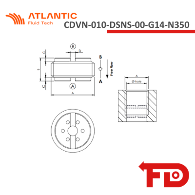 CD000150 - RÜCKSCHLAGVENTIL - CDVN-010-DSNS-00-G14-N350 - ATLANTIC FLUID TECH