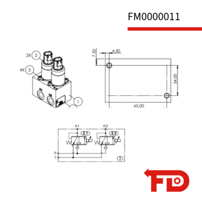 PILOT BLOCK – DRUCKMINDERVENTIL – DUAL REDUCING 12V DEUTSCH – FLODRAULIC